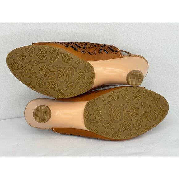 Brown Leather Cut Out Wedge Sandals 40 (9) - Picture 6 of 7